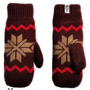 The North Face Women's Fair Isle Mitts in Red and Gold M/L New With Tags